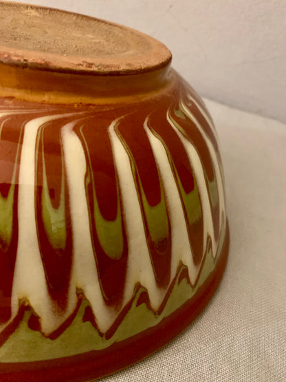 Vintage Clay Bowl with Running Glaze