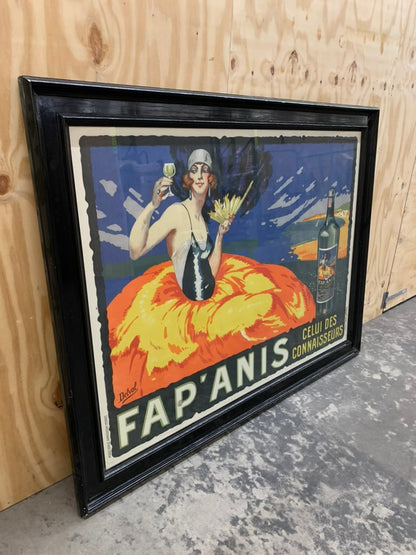 Large Antique French Commercial Poster - Framed