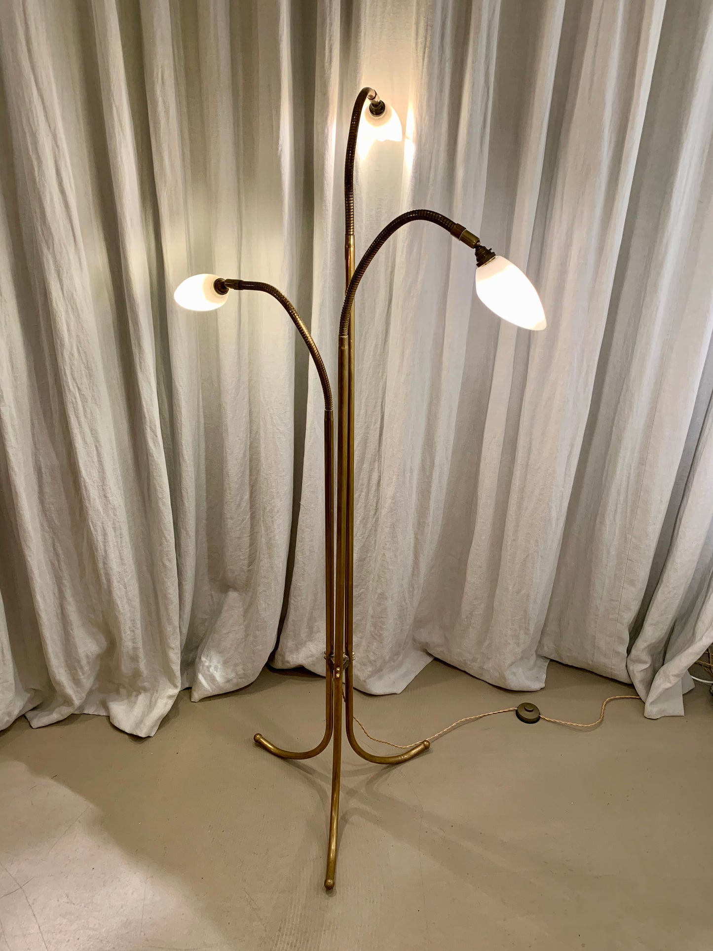 Vintage French Brass Floor Lamp