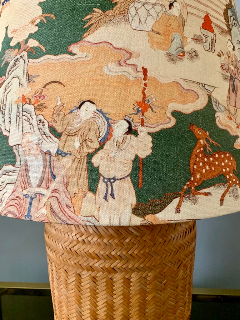 Large Vintage Rattan Table Lamp