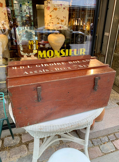French Wooden Military Trunk
