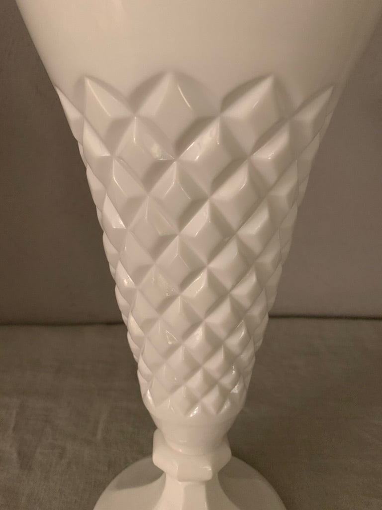 Vintage White Glass Cone Vase