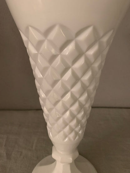 Vintage White Glass Cone Vase