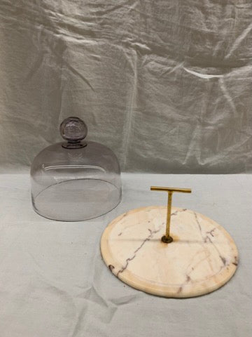 Marble cheeseboard with glass bell