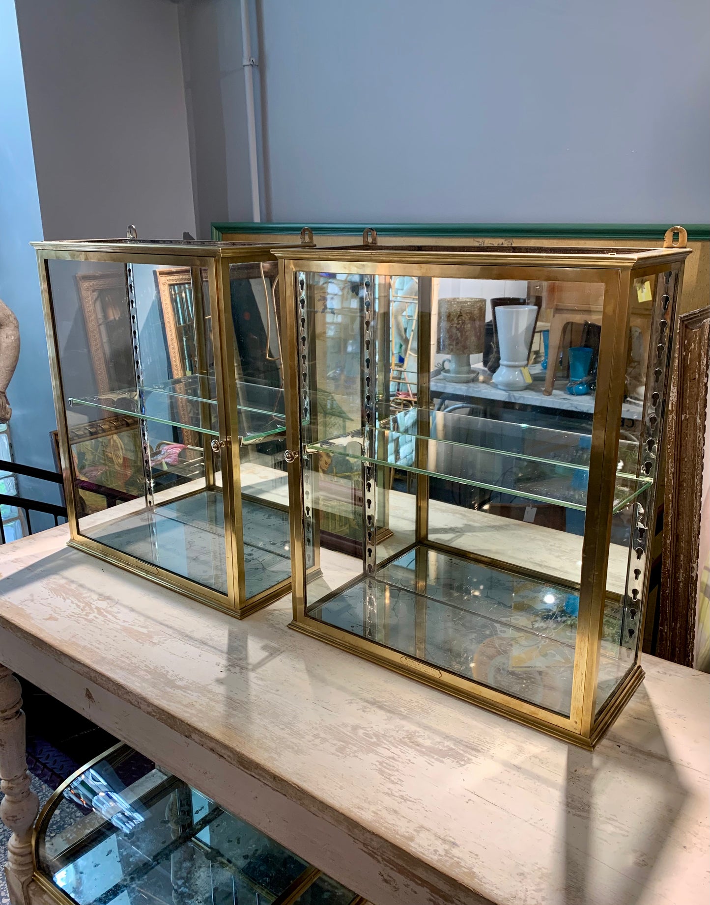 Brass Wall Display Cabinet