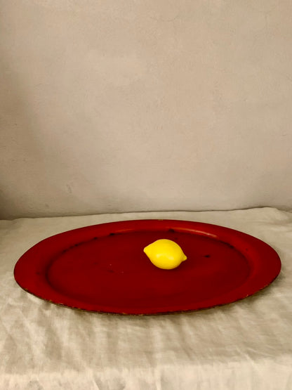 Red Oval Iron Tray