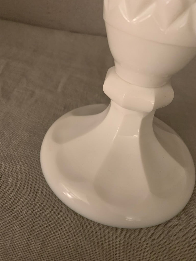 Vintage White Glass Cone Vase