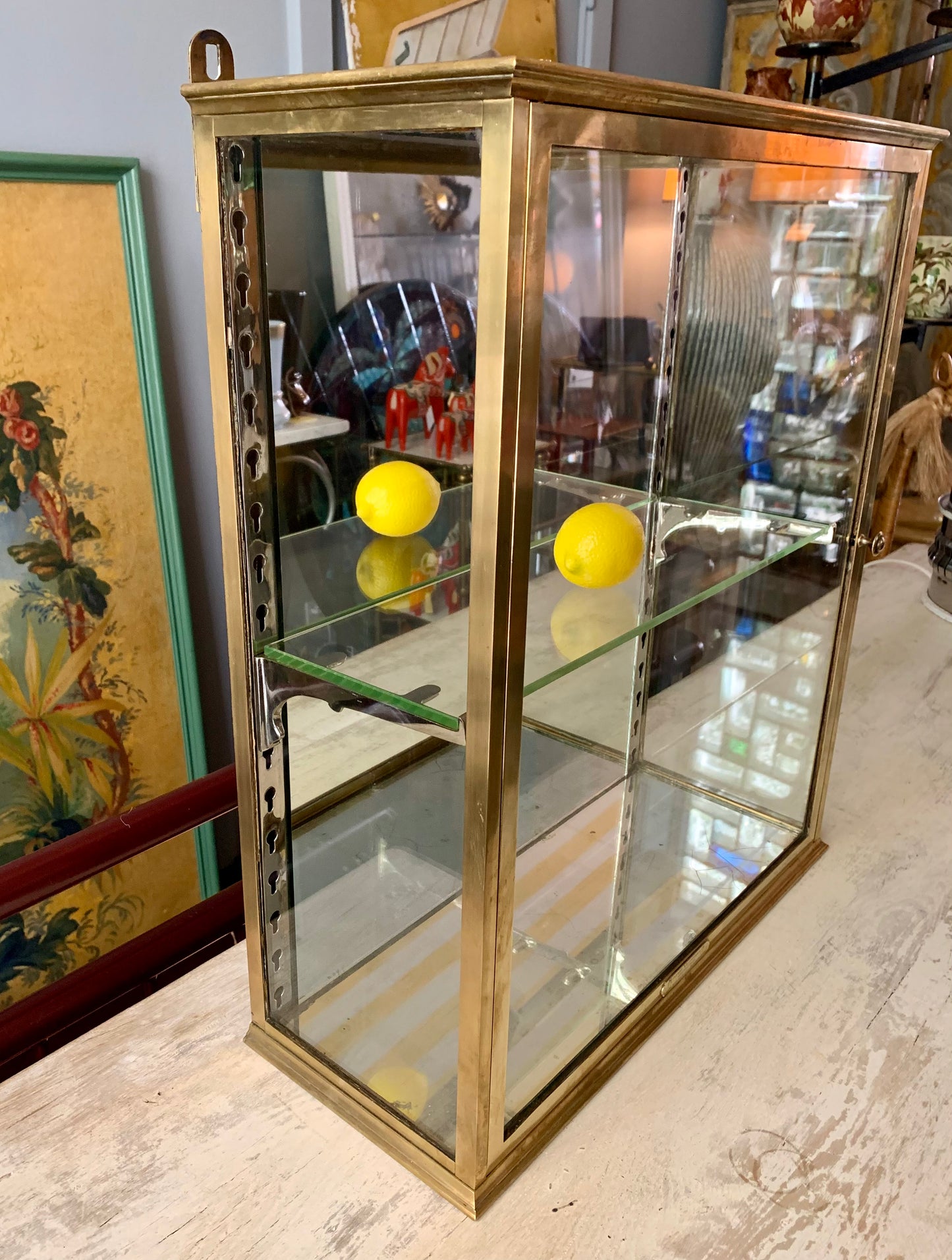 Brass Wall Display Cabinet