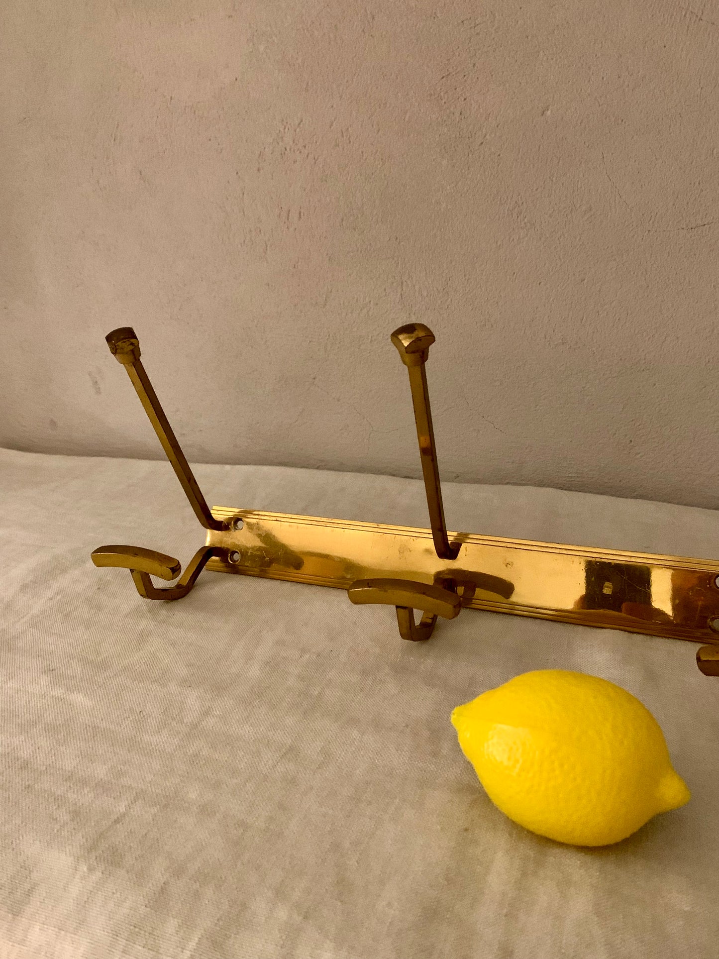 Vintage Brass Coat Rack - 3 Hooks