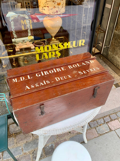 French Wooden Military Trunk