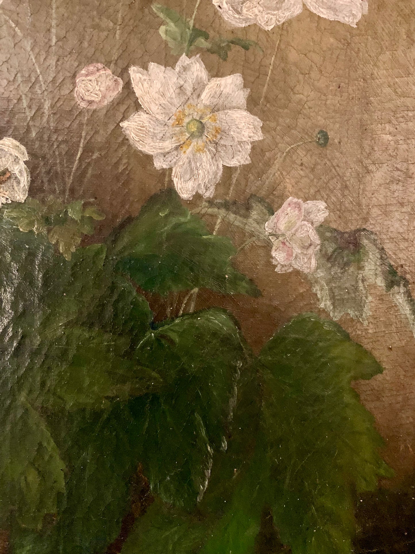 Vintage Oilpainting with Japanese Anemones