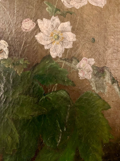 Vintage Oilpainting with Japanese Anemones