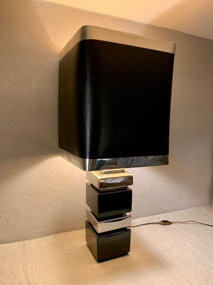 French Vintage Black/Silver Table Lamp