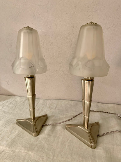 Pair of French Art Deco Bed Table Lamps