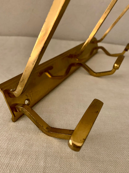 Vintage Brass Coat Rack - 3 Hooks