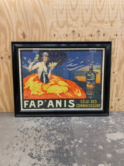 Large Antique French Commercial Poster - Framed