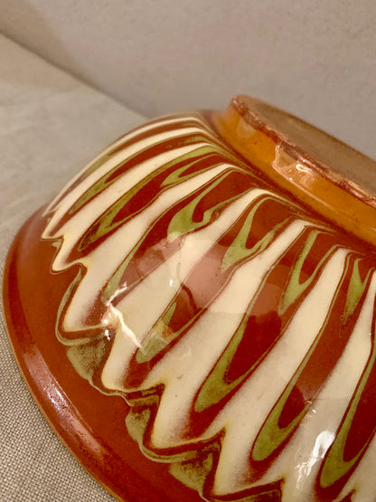 Vintage Clay Bowl with Running Glaze