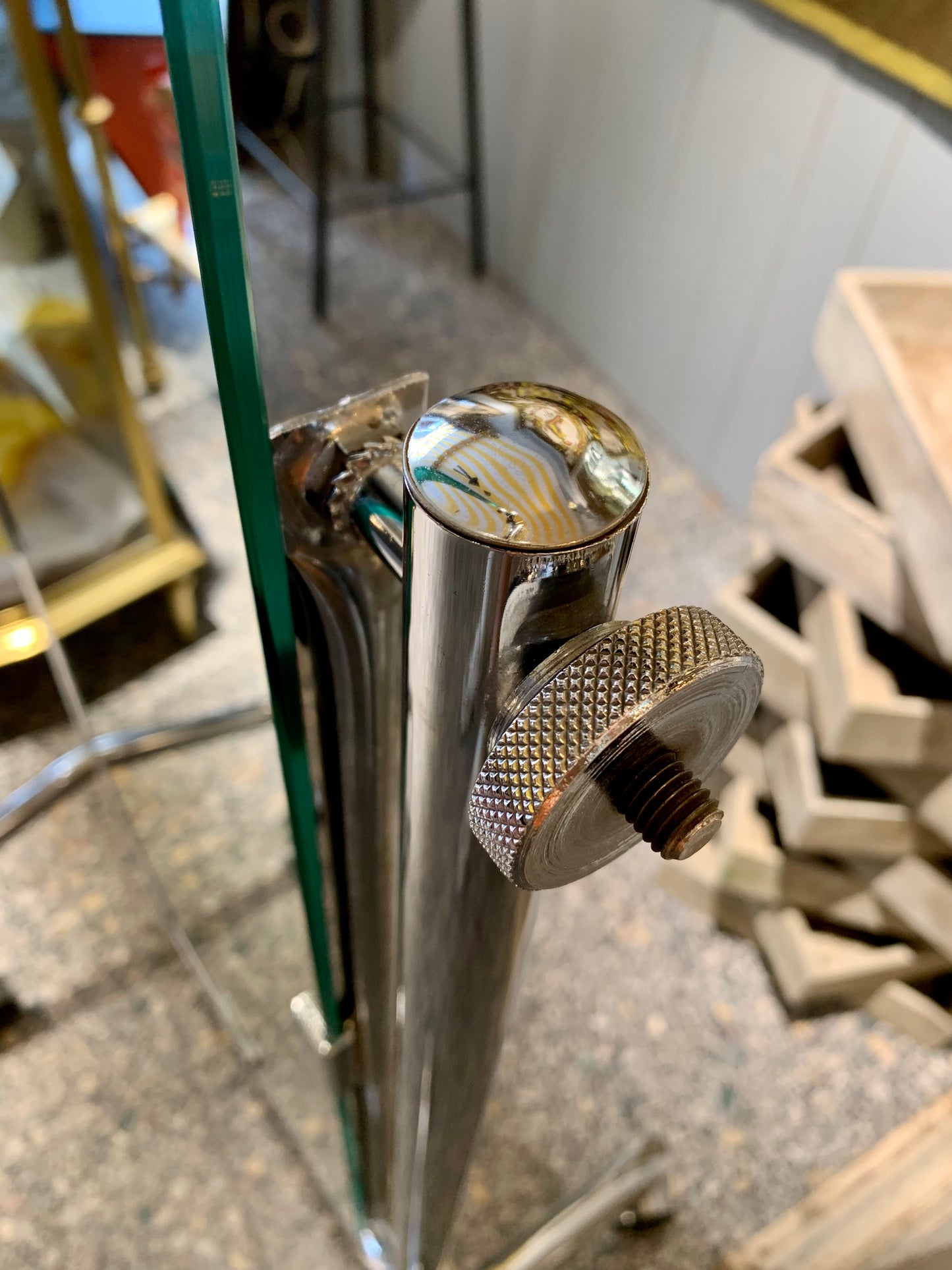 Vintage French Chrome Full Figure Mirror