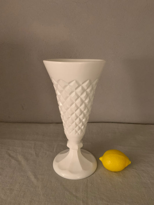 Vintage White Glass Cone Vase