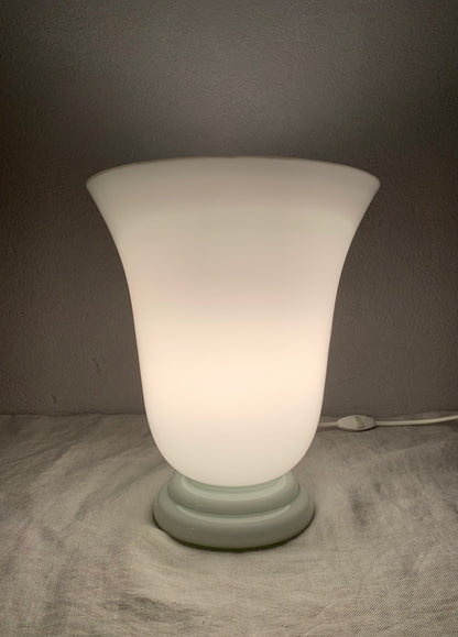 1970's French "Torchiere" Opaline Glass Table Lamp by CVV Vianne