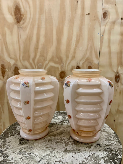 Pair of Art Deco Opal Glass Vases