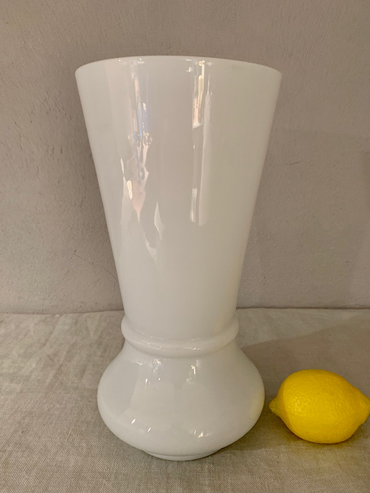 Large White Opal Glass Vase