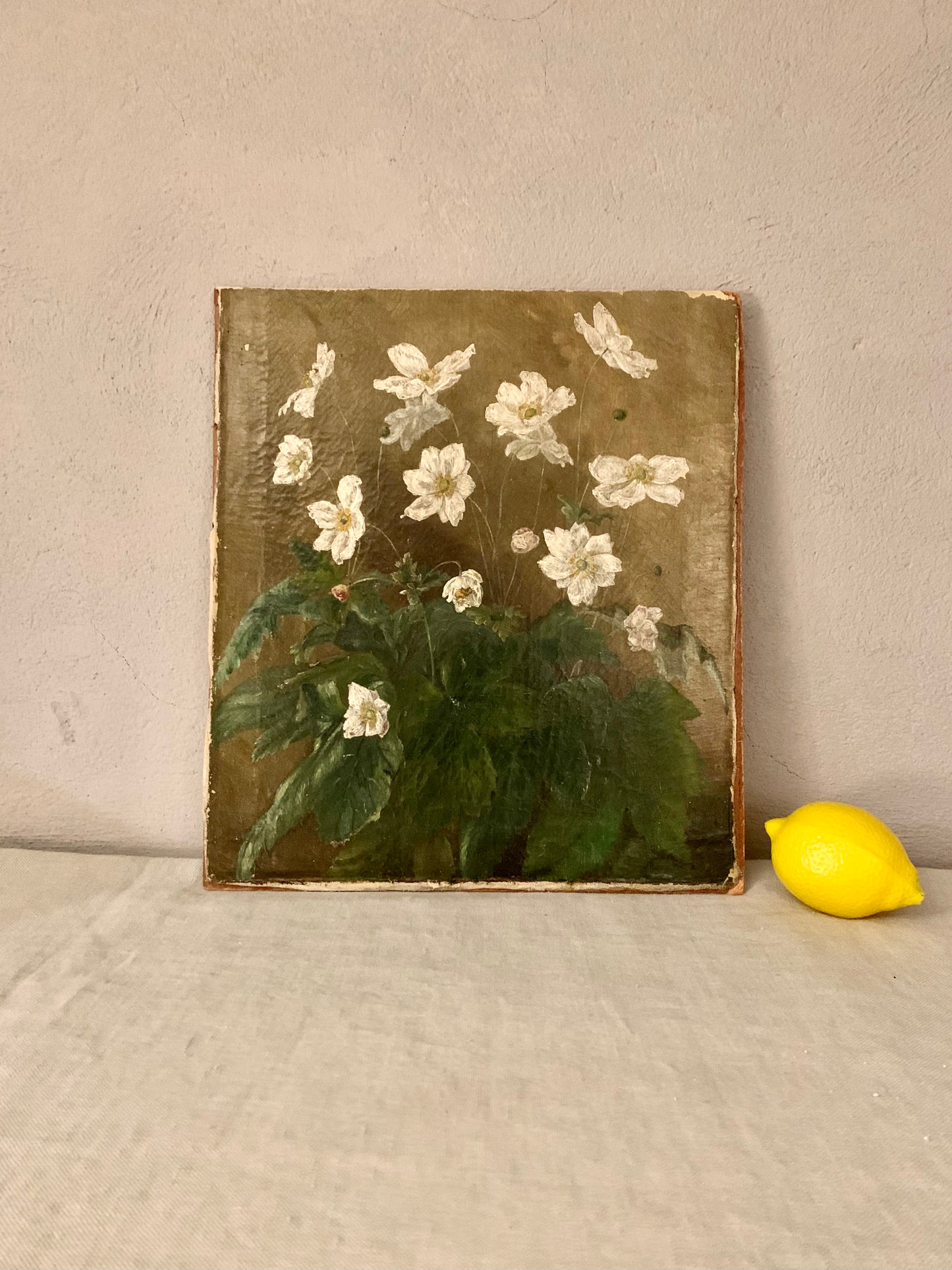 Vintage Oilpainting with Japanese Anemones