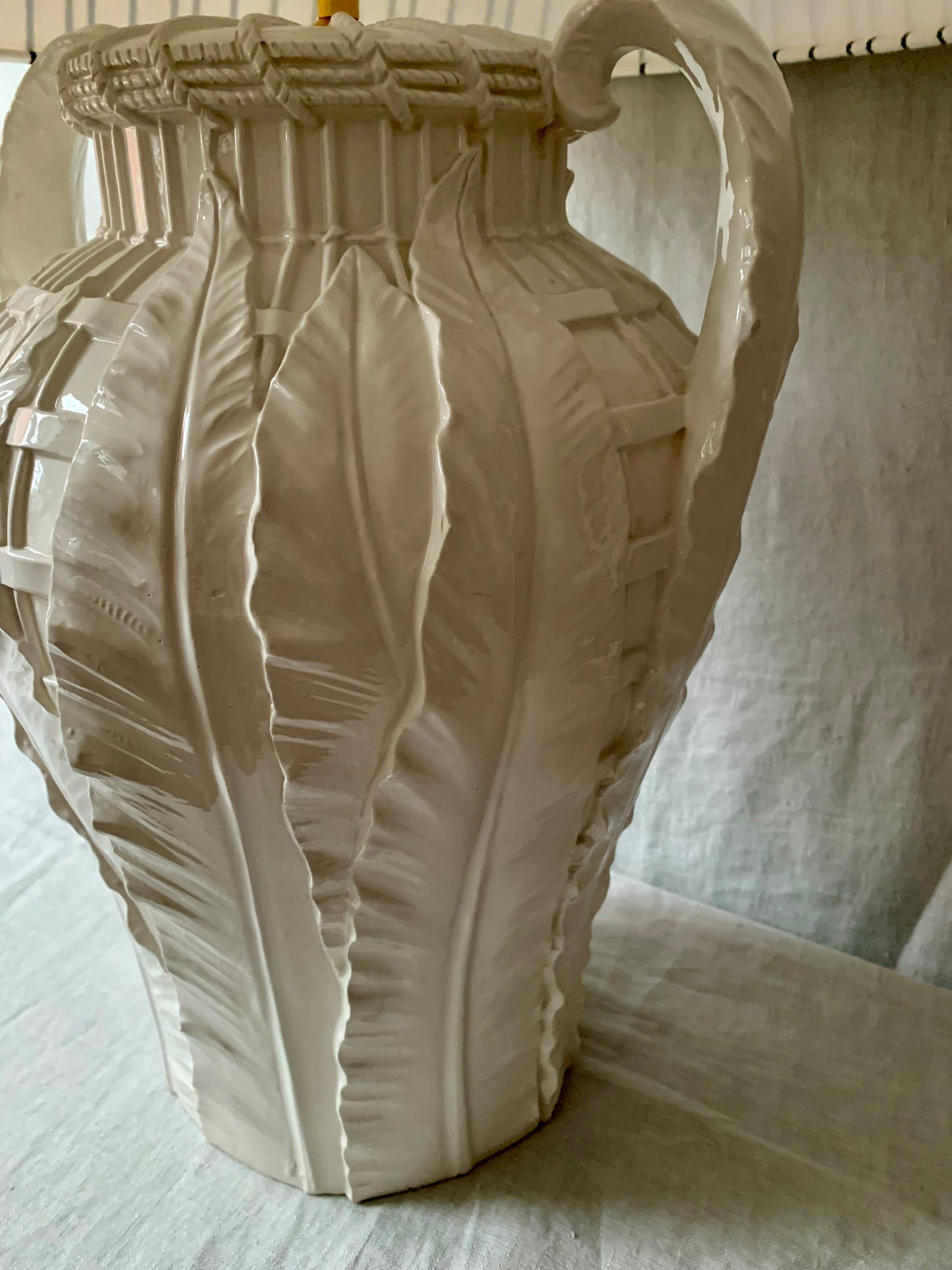 Large White Vintage Table Lamp