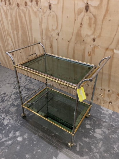 Brass/Chrome Hollywood Regency Style Drinks Trolley
