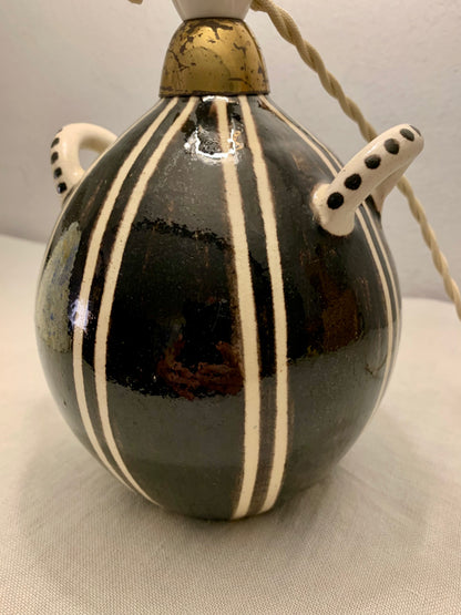 1950's Ceramic Lamp with Folded Shade