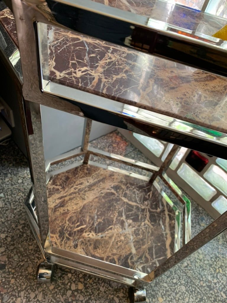 Chrome Marble Console - Drinks Trolley