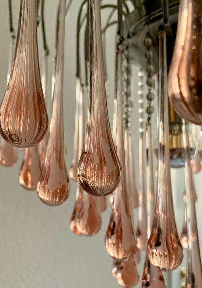 Murano "Lady Isabelle" Chandelier, Pink Drops, 1980s Chandelier