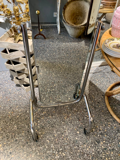 Vintage French Chrome Full Figure Mirror