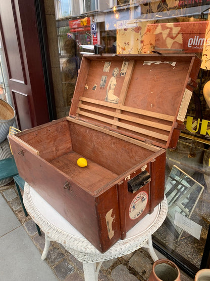 French Wooden Military Trunk