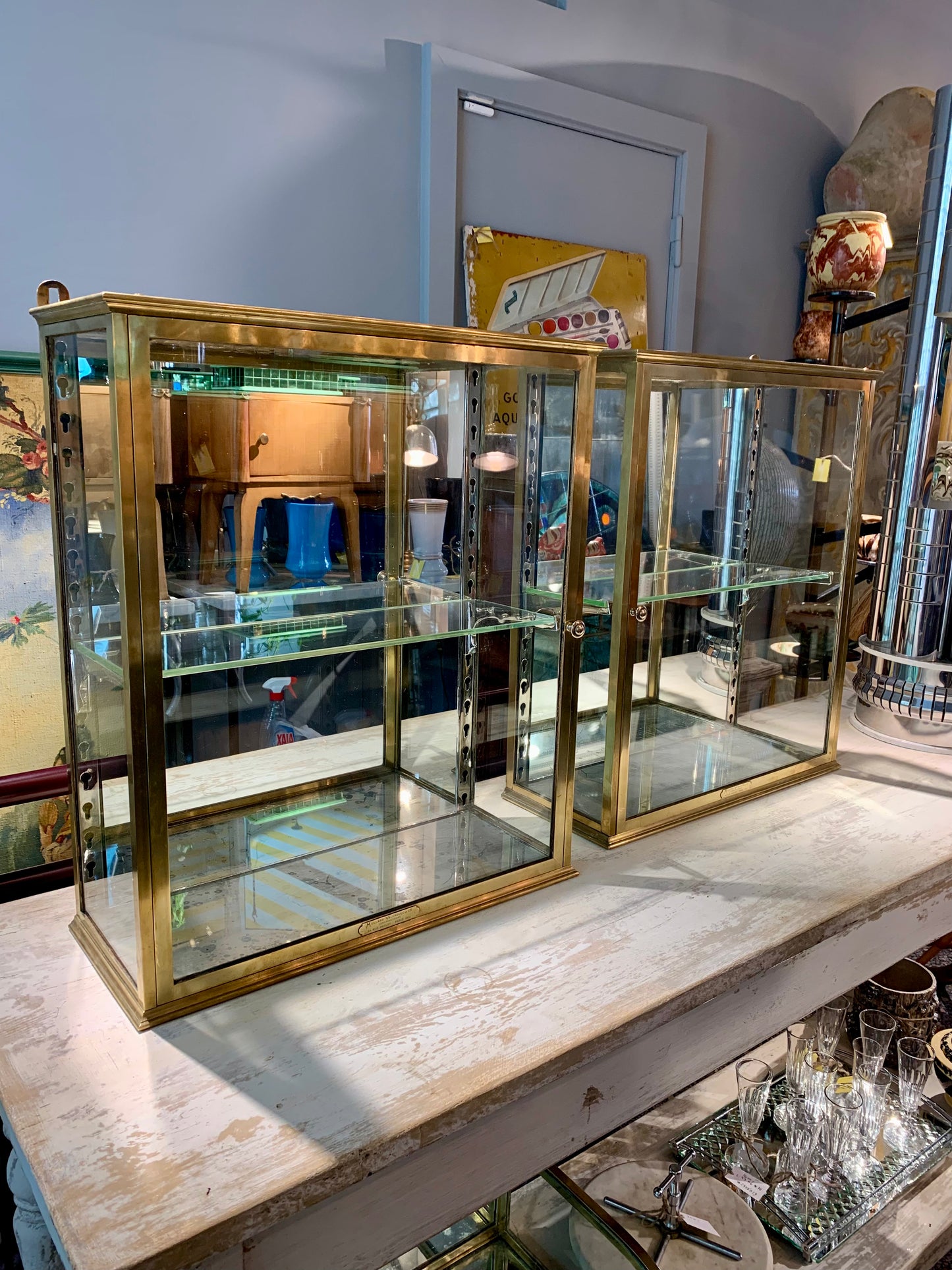 Brass Wall Display Cabinet