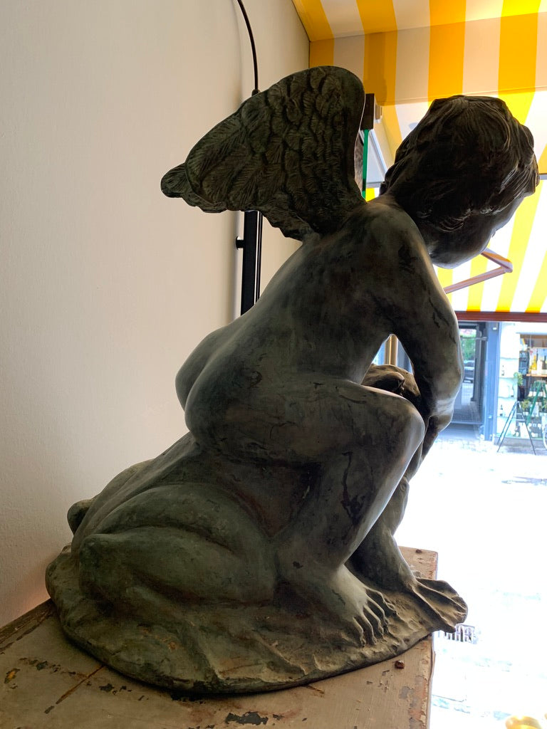 Vintage Bronze Garden Ornament/Fountain - Cherub on a Toad