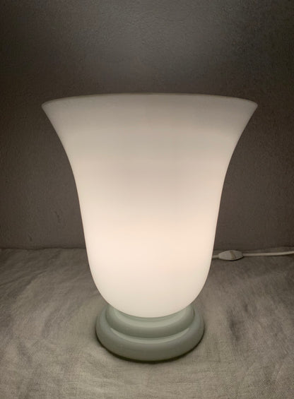 1970's French "Torchiere" Opaline Glass Table Lamp by CVV Vianne
