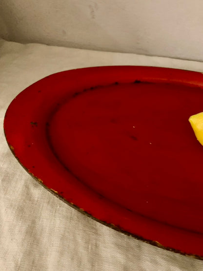Red Oval Iron Tray