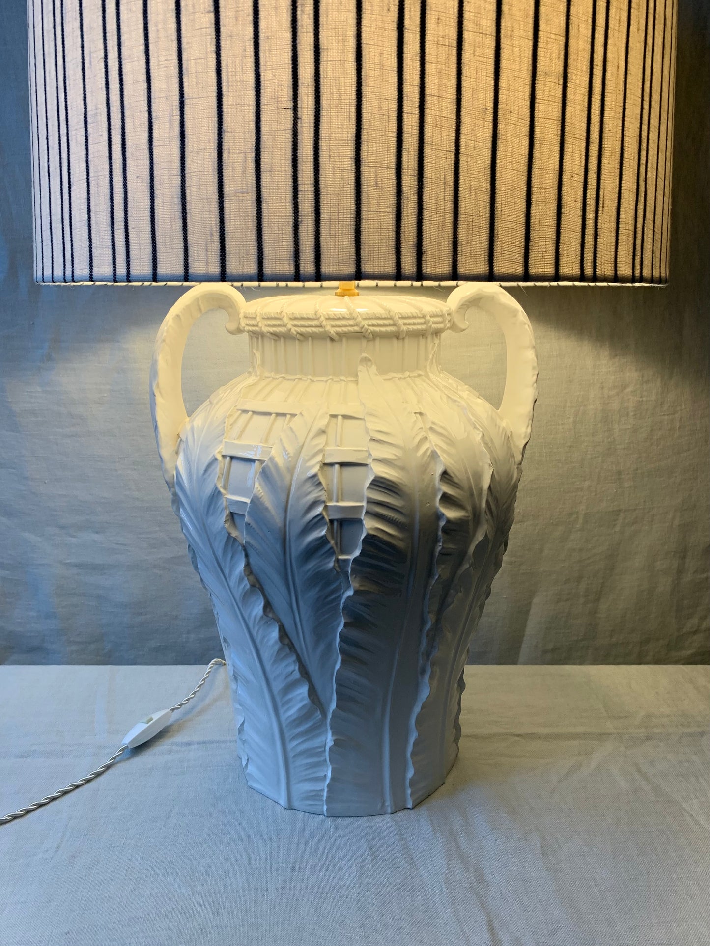 Large White Vintage Table Lamp