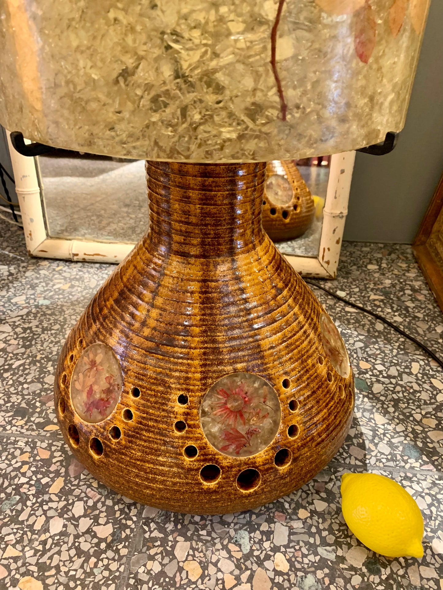 French 1970's Ceramic/Resin Floor Lamp
