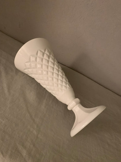Vintage White Glass Cone Vase