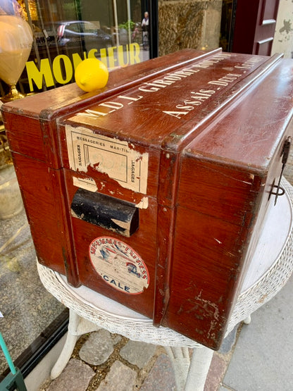 French Wooden Military Trunk