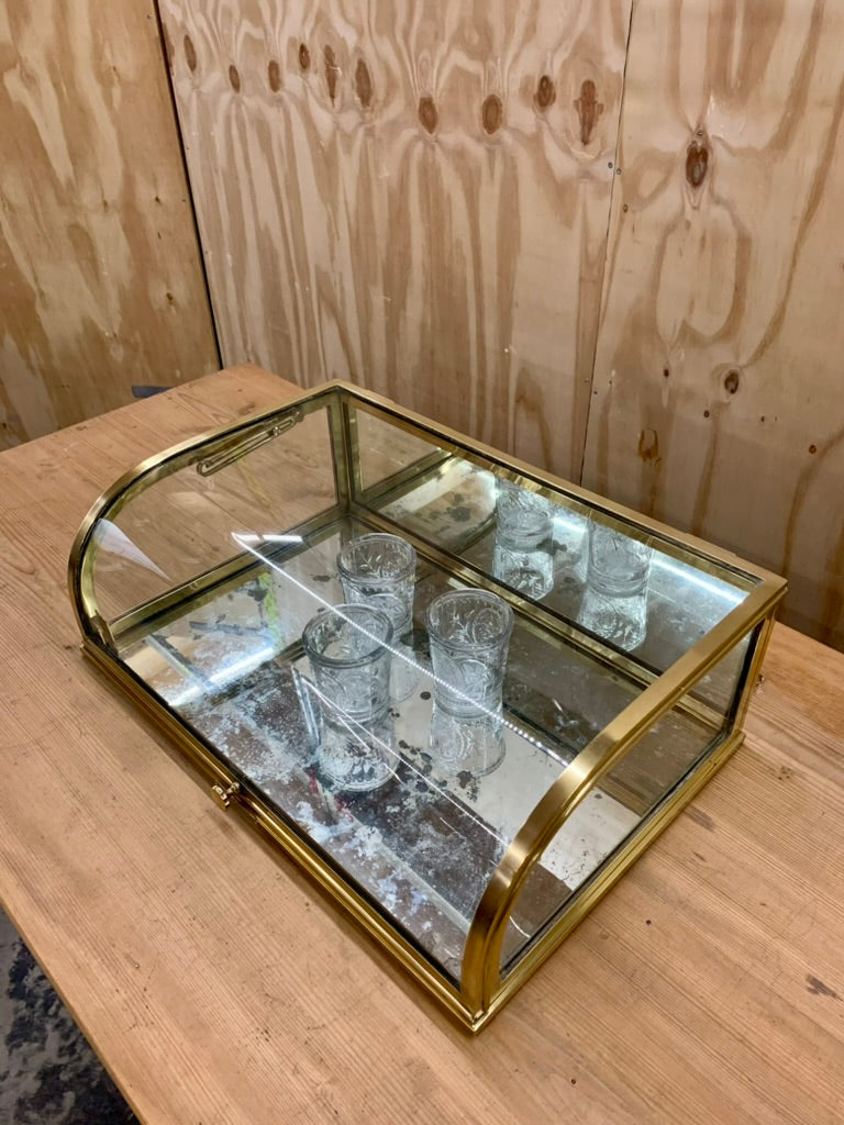 Vintage Brass Table Display Case - Vitrine