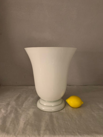 1970's French "Torchiere" Opaline Glass Table Lamp by CVV Vianne