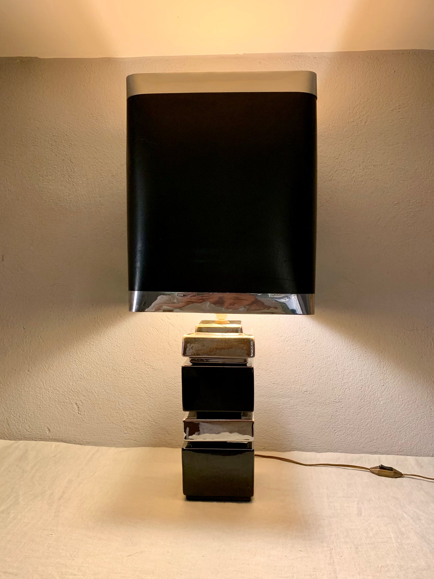 French Vintage Black/Silver Table Lamp