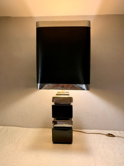 French Vintage Black/Silver Table Lamp