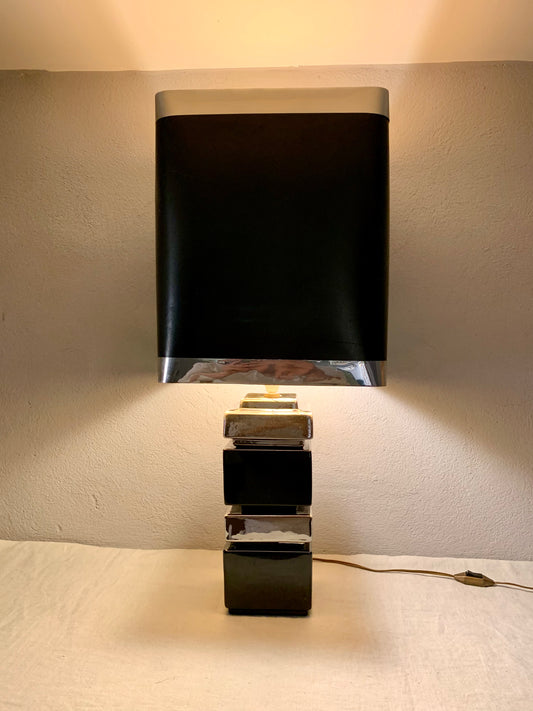 French Vintage Black/Silver Table Lamp