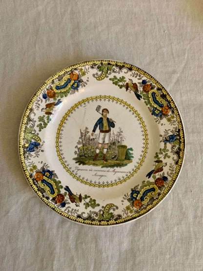 Set of 8 wonderful hand colored earthenware plates ca. 1830-40