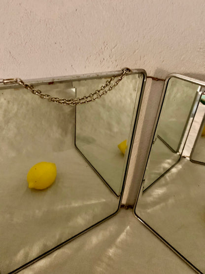 French Chrome Trifold Mirror