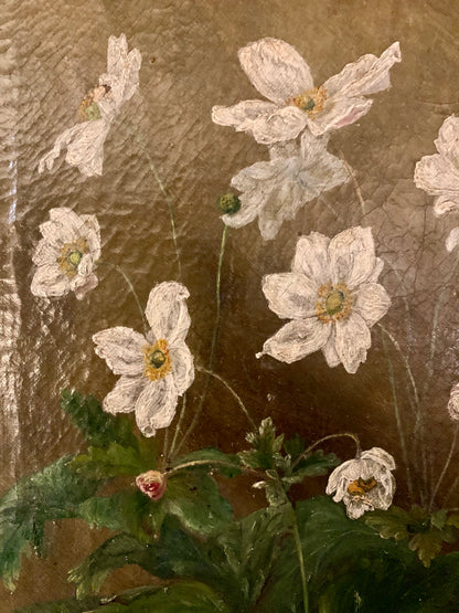 Vintage Oilpainting with Japanese Anemones